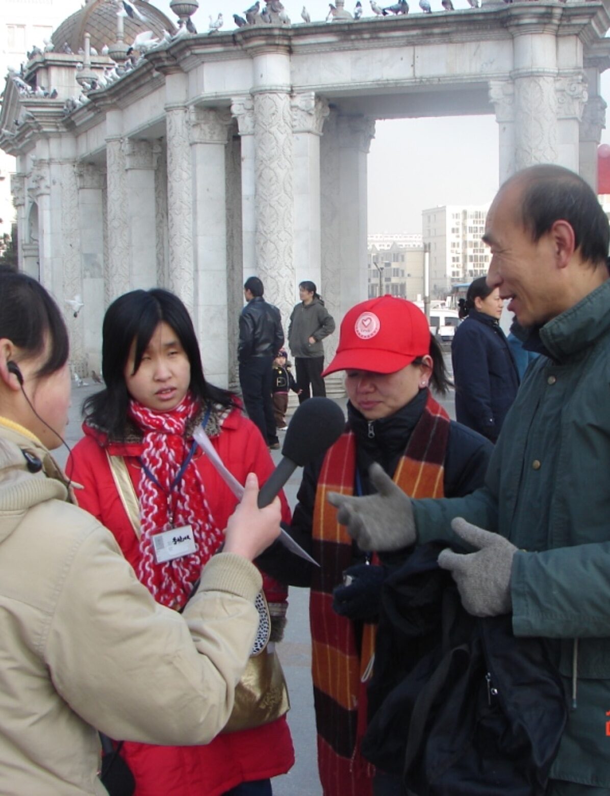     Interviewing people in the street